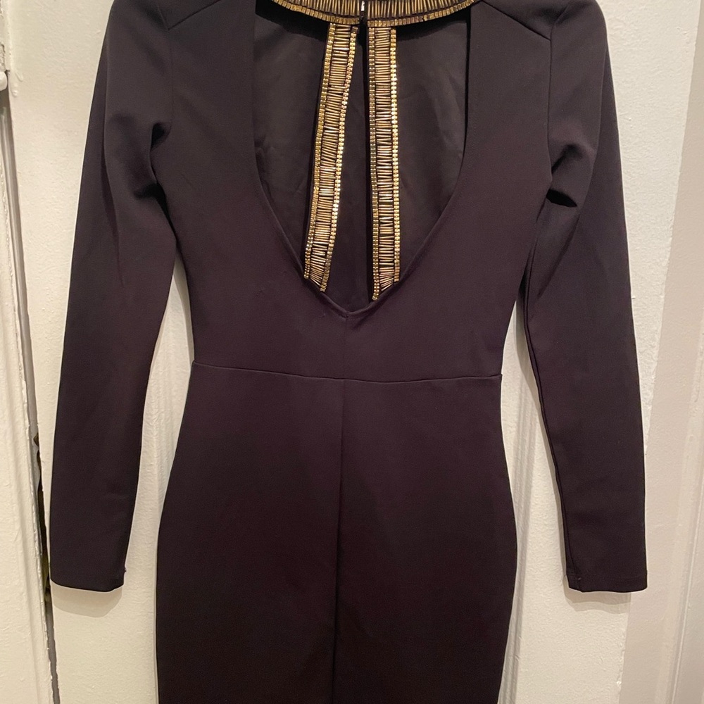 H&M Black Dress with Gold Detailing